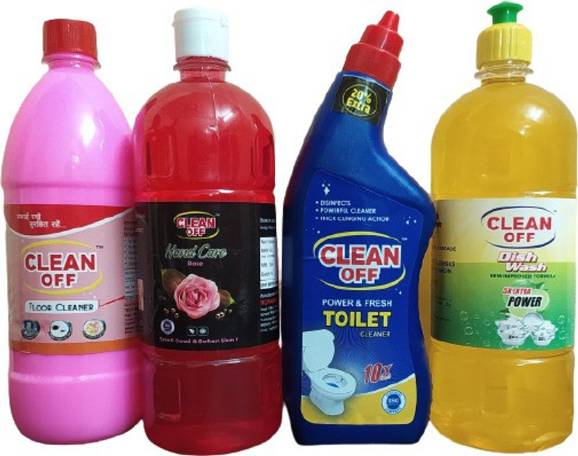 Clean Off 4 In 1 Home Care Combo Floor Cleaner, Hand Wash, Toilet cleaner, Dish Wash Multi Fragrance(4 x 0.88 L)