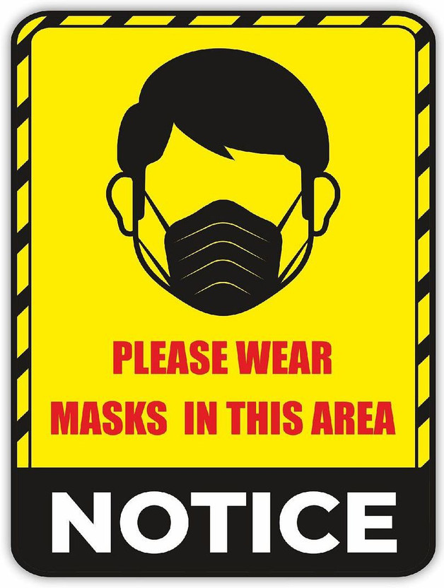 KREEPO Please Wear Masks In This Area NOTICE Emergency Sign