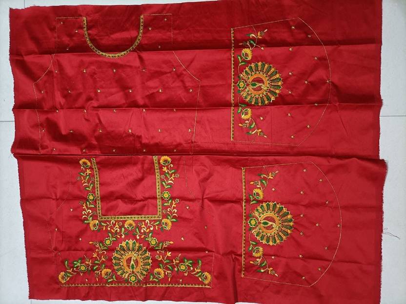 dwarkadhish Satin Embroidered Blouse Material Price in India Buy dwarkadhish Satin Embroidered