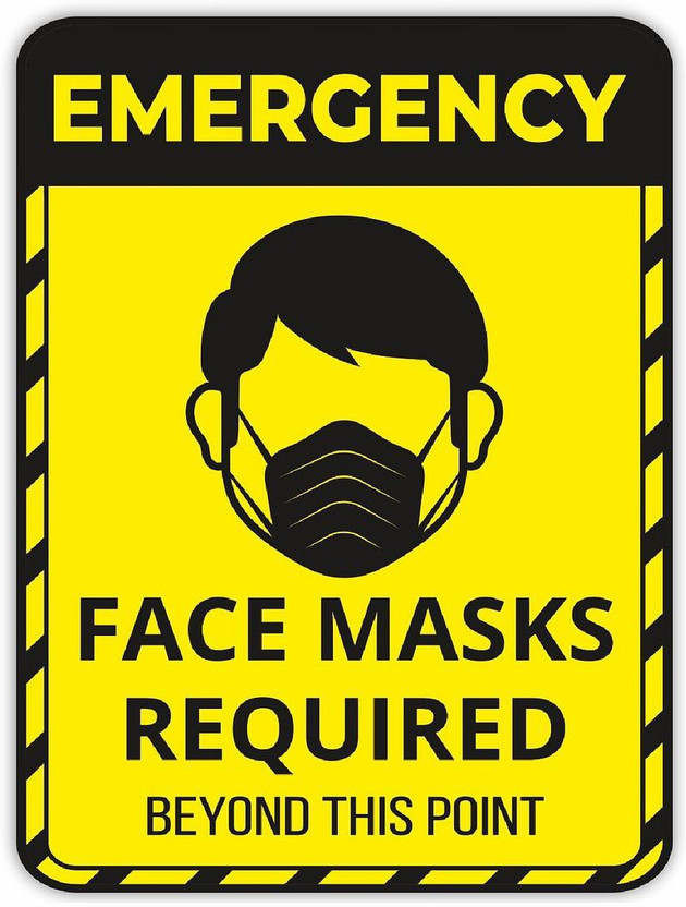 KREEPO EMERGENCY FACE MASKS REQUIRED Beyond This Point Emergency Sign