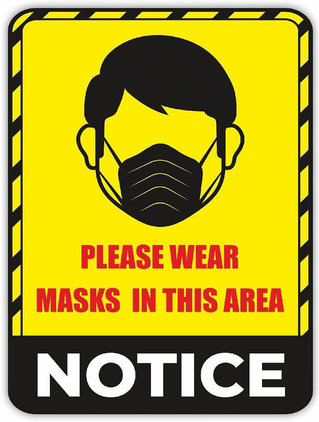 KREEPO Please Wear Masks In This Area NOTICE Emergency Sign