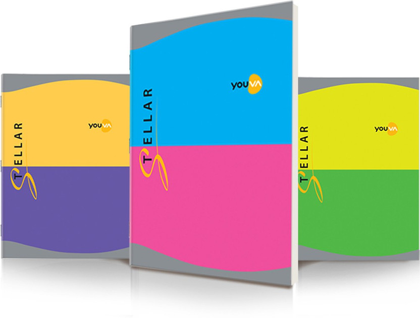 NAVNEET Youva Stellar Attractive Cover Long Book For College Students, Assorted A4 Notebook Single Rule 196 Pages(Multicolor, Pack of 3)