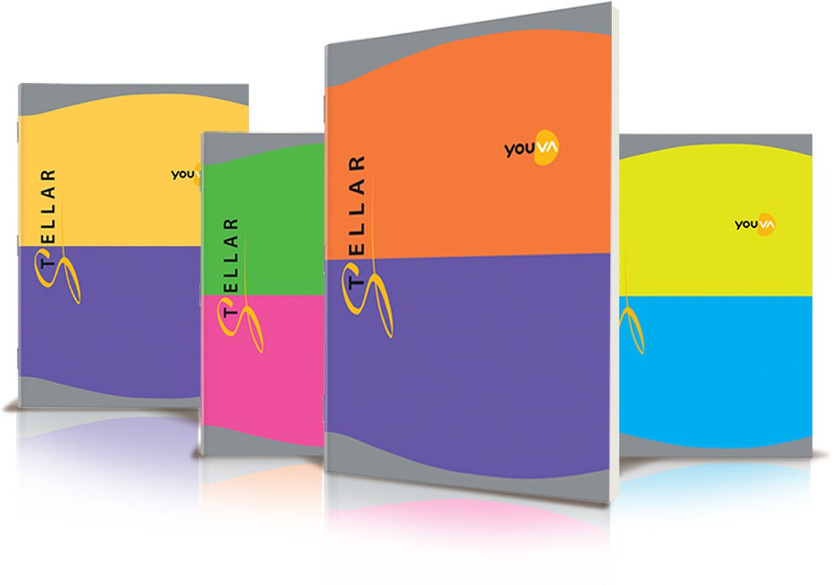 NAVNEET Youva Stellar Attractive Cover Long Book For Students, Pack of 4, Assorted A4 Notebook Single Rule 140 Pages(Multicolor, Pack of 4)