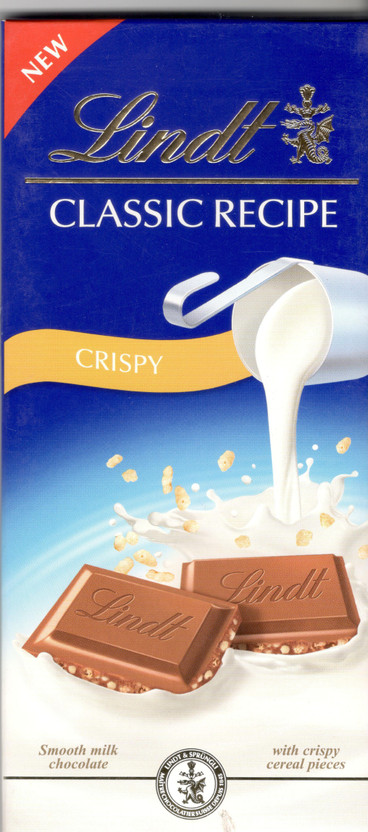 LINDT CLASSIC RECIPE CRISPY MILK CHOCOLATE WITH CRISPY CEREAL PIECES IMPORTED Bars(125 g)