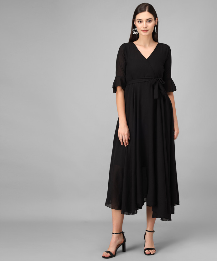 Raabta Fashion Women Maxi Black Dress 