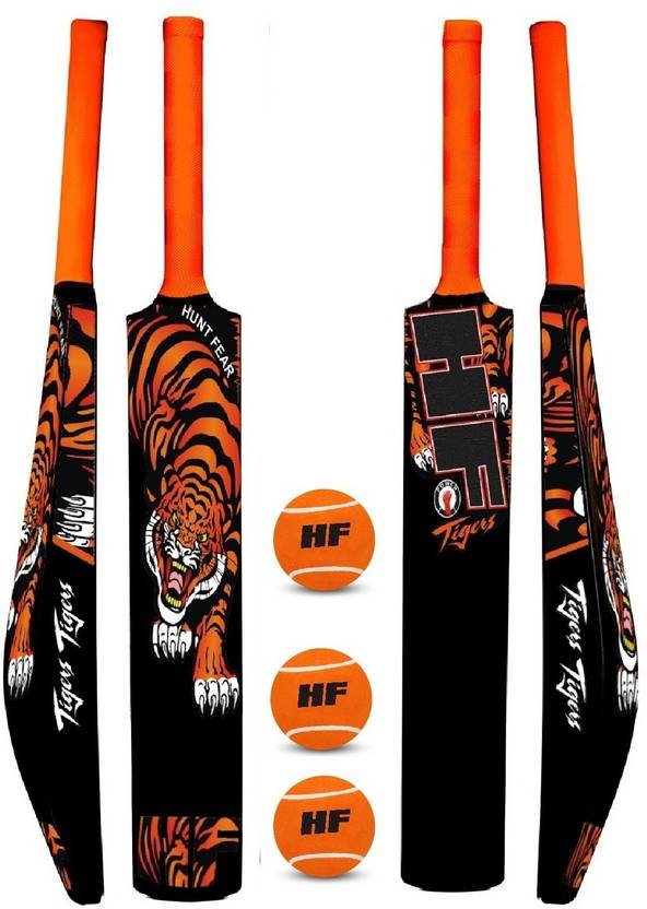HF TIGER Full Size ( 1521 YEARS )1 Hard Plastic Bat With 3 Tennis Ball
