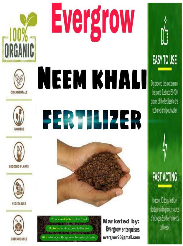 EVERGROW Natural Neem Khali organic fertilizer (3 Kg Pack) Fertilizer, Pesticide(3000 g, Powder)