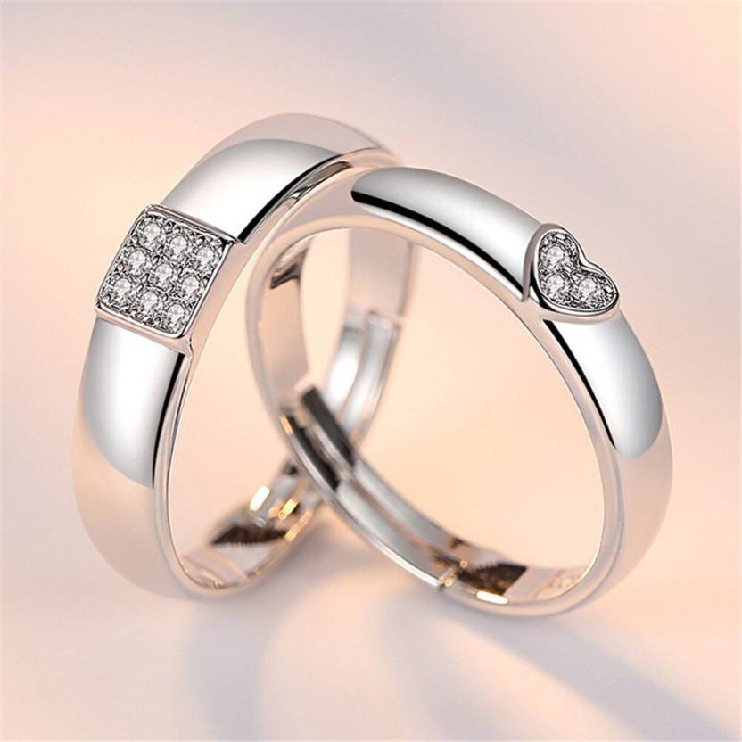 2pcs Plane Couple Set Promise Ring Engagement Wedding Party Matching  Adjustable Ring