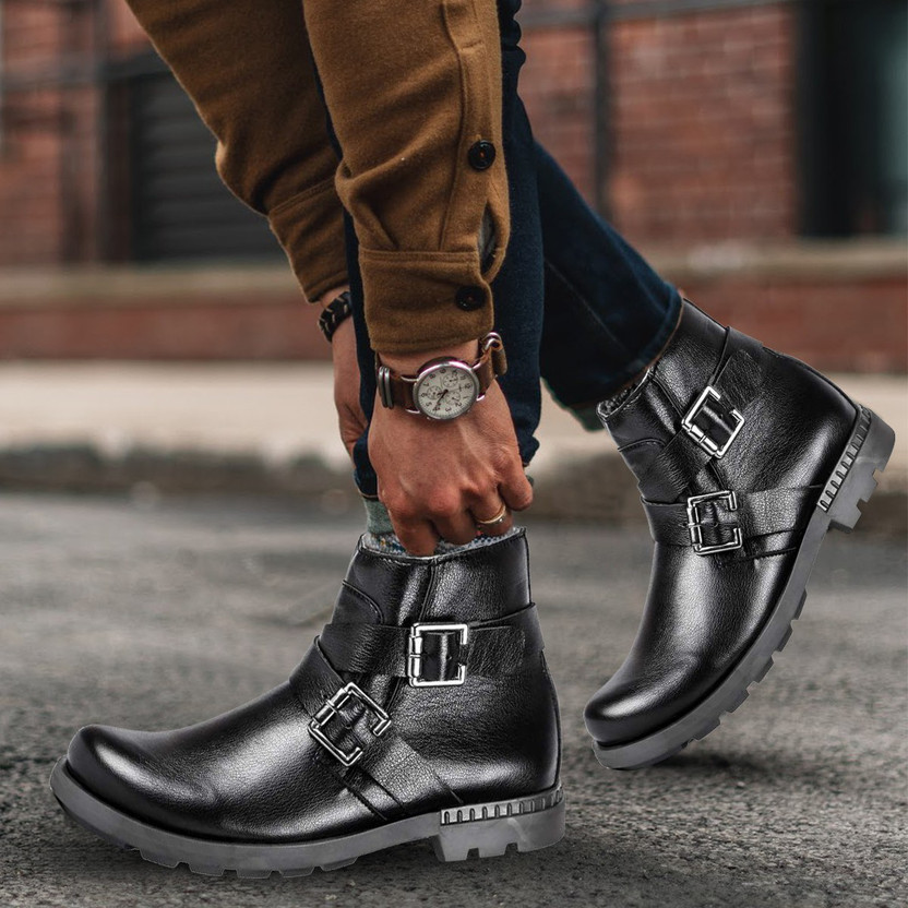 mens black casual boots