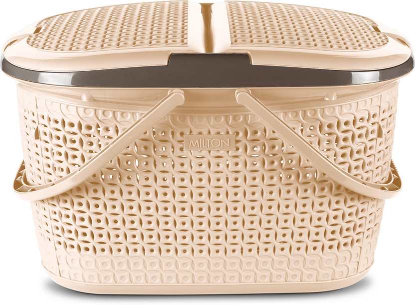 MILTON MILTON Polypropylene Pluto Picnic Basket with Two Side Opening Lid and with Handles Storage Basket(Pack of 1) - Flipkart Deal