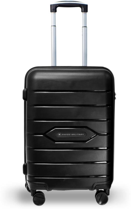 SWISS MILITARY Hard Top Anti Scratch Trolley Checkin Suitcase 24 inch Black Price in India