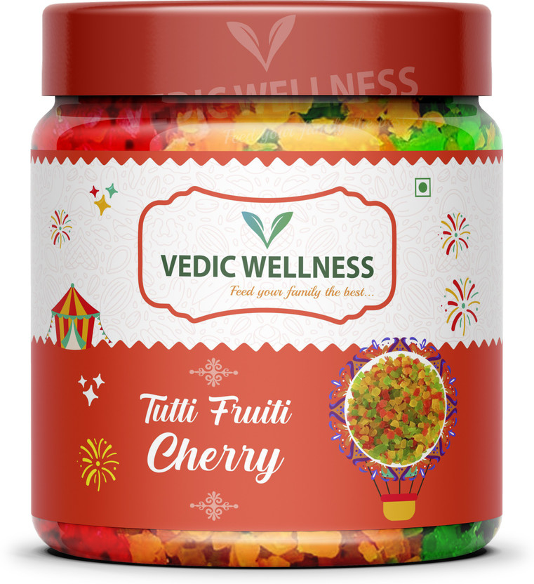 Vedik Wellness Tutti Frutti for Cake | Cherries | Cherry SWEET Toppings Cherries(400 g) Sprinkles(400 g, NA)