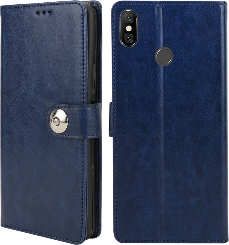 RK Seller Flip Cover for Xiaomi Redmi Y2 PU Leather Button Case Cover with Card Holder and Magnetic Stand(Blue, Shock Proof, Pack of: 1)