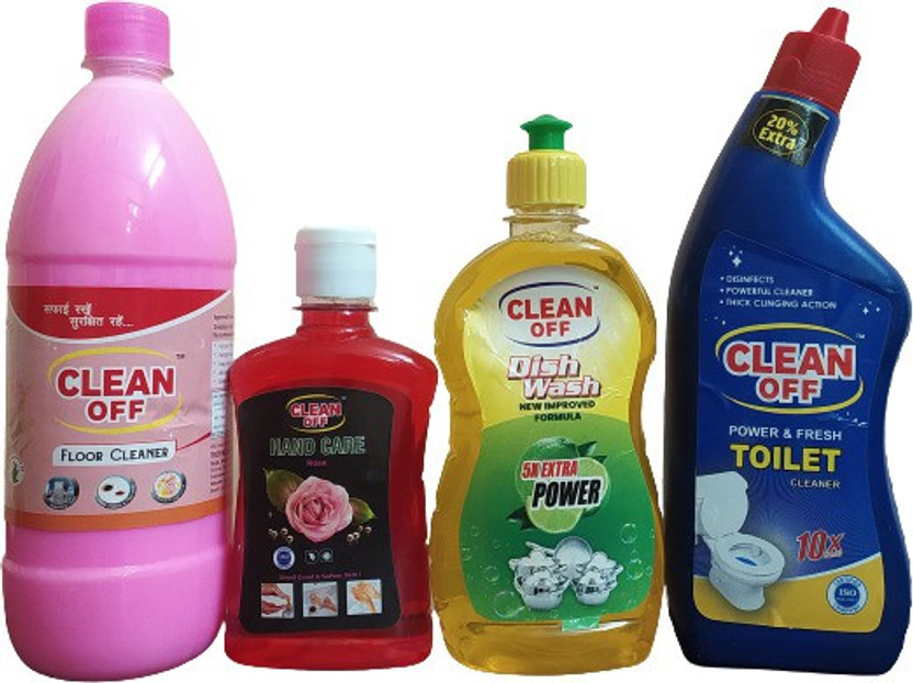 Clean Off 4 In 1 Home Care Combo-Floor Cleaner,Dish Wash,Hand Wash & Toilet Cleaner Multi Fragrance(4 x 0.56 L)