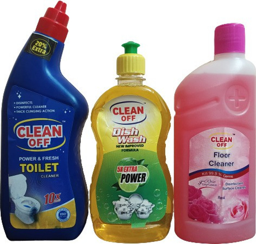Clean Off 3 In 1 Home Care Combo Toilet cleaner, Dish Wash, Floor Cleaner Pack of 3 Multi Fragrance(3 x 0.5 L)