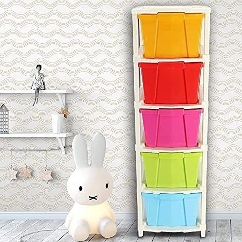 Pinkwhale 5 Compartments Plastic Cabinet(Multicolor)