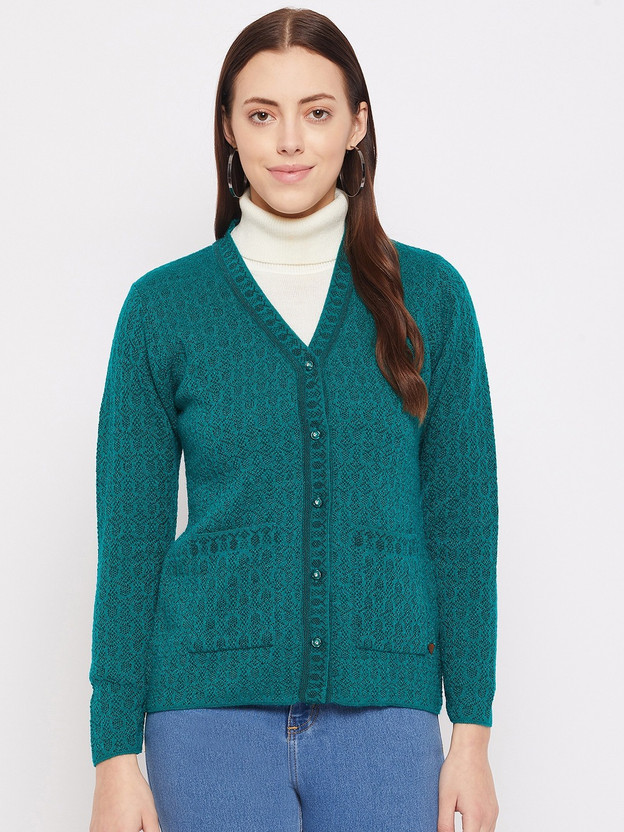 DUKE Woven V Neck Casual Women Green 