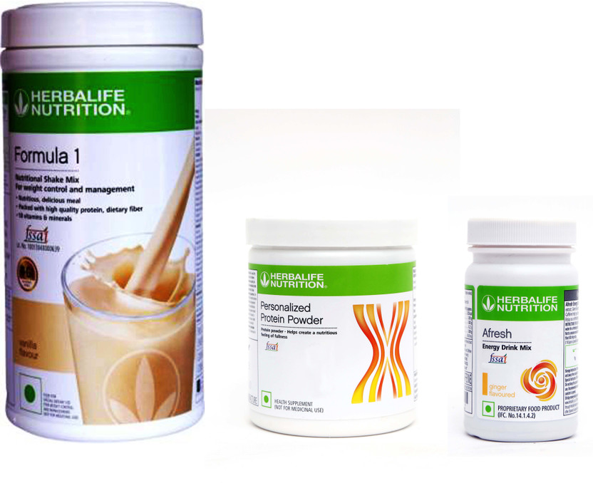 HERBALIFE Formula 1 Shake Vanilla + Protein 200 Gram + Afresh Ginger For Weight Loss Nutrition Drink(3x250 g, Vanilla, Ginger Flavored)