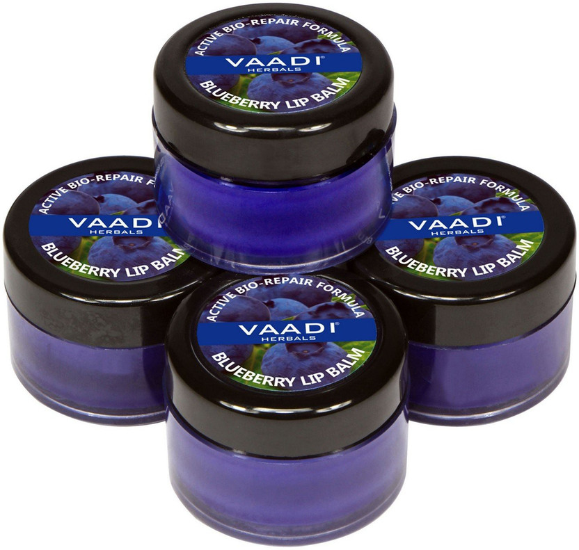 VAADI HERBALS BlueBerry Flavor Lip Balm For Women Dark Lips to Lighten With Vitamin E (4 Pcs) strwberry(Pack of: 4, 10 g)