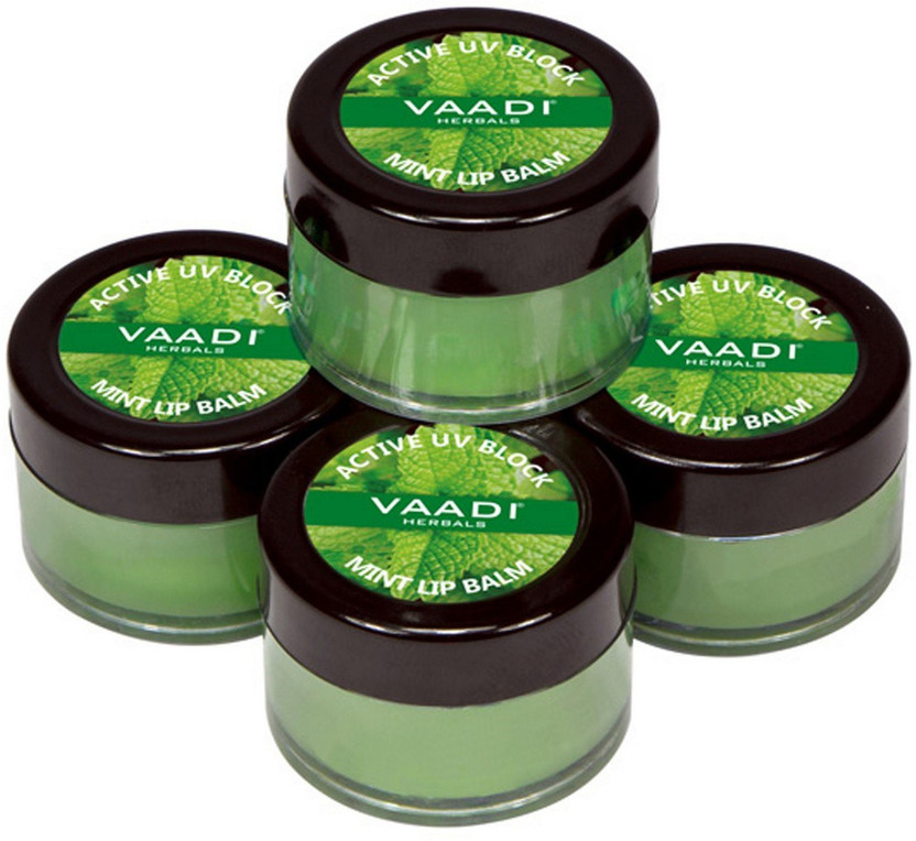 VAADI HERBALS Mint Flavor Lip Balm For Women Dark Lips to Lighten With Vitamin E (4 Pcs) Mint(Pack of: 4, 10 g)