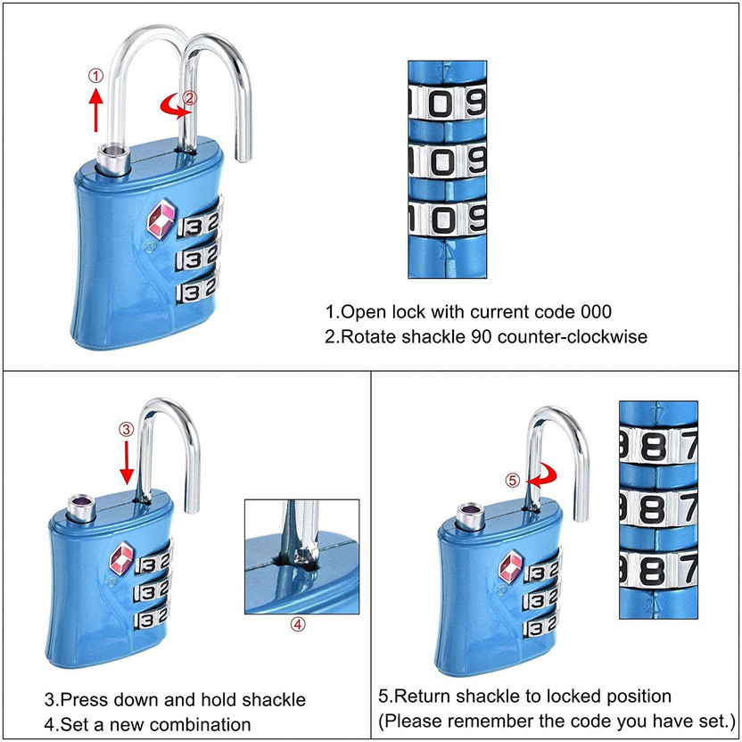 uptodatetools uptodatetools TSA Travel Security 3 Digit Combination Padlocks 1 PC Only Safety Lock(Multicolor) - Flipkart Deal