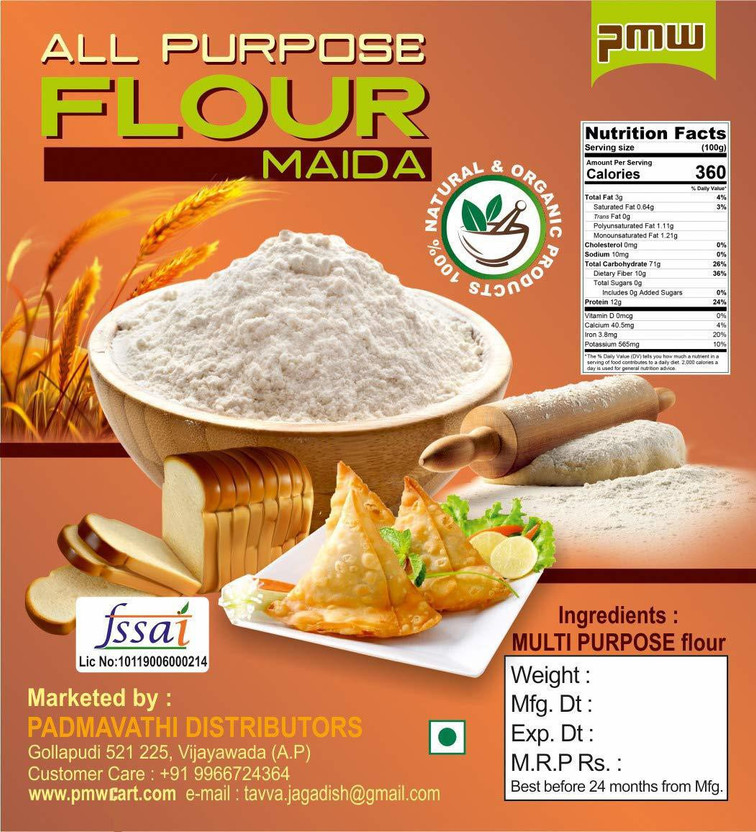 PMW Grade A Quality - Wheat Atta - Medo - Maida - All Purpose Flour - 1 Kilo(1 kg)