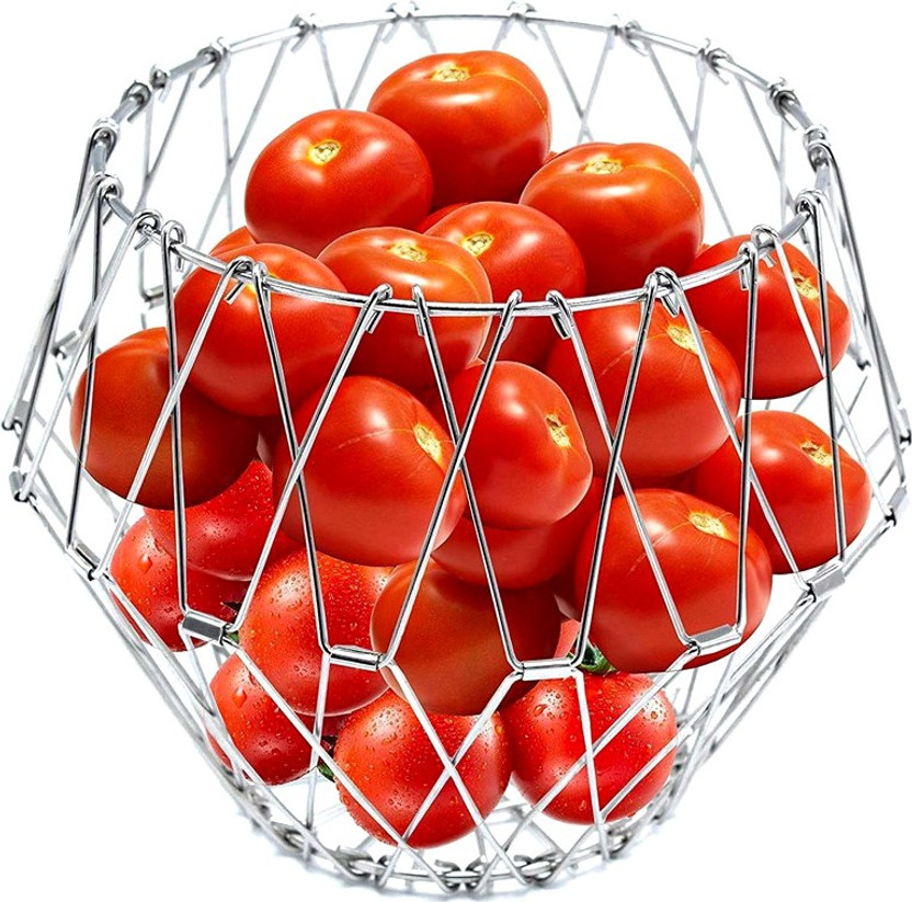 AddIntoCart Steel Fruit & Vegetable Basket(Silver)