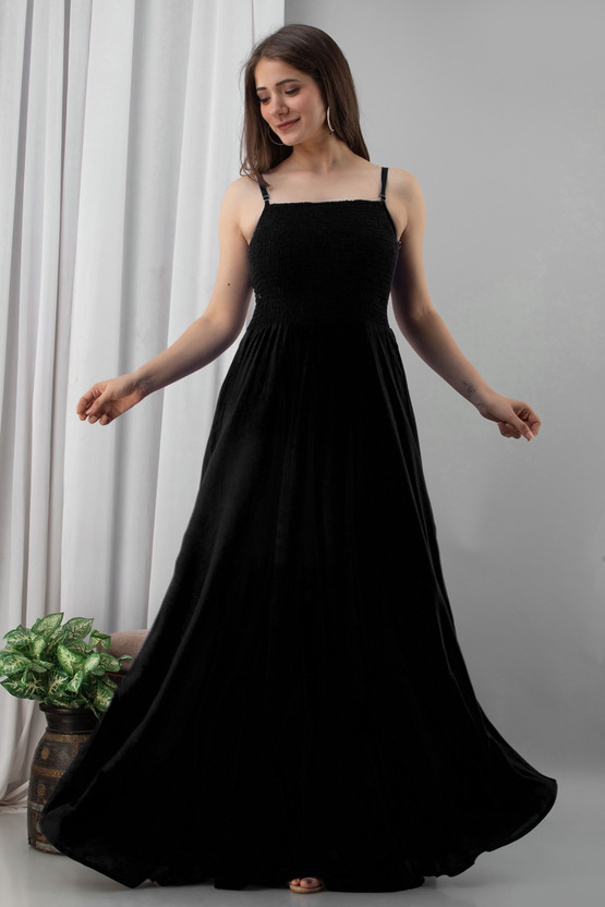 black straight maxi dress