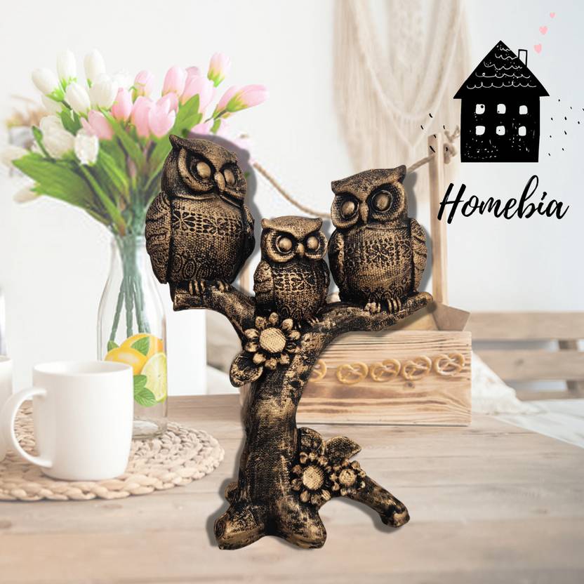 Homebia Antique SHowpiece Feng Shui Vastu Item Owl Statue Love Birds Handicraft Item Decorative