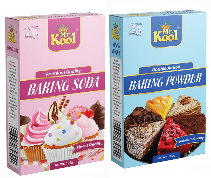 Mr.Kool Premium Double Action Cake Baking Powder (100 g) and Baking Soda Premium Quality Baking Soda Powder (100 g) combo Baking Powder(2 x 100 g)