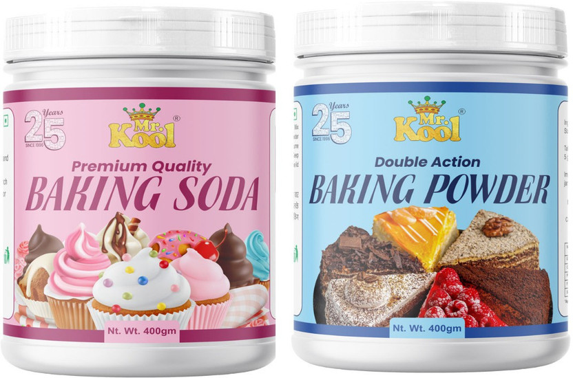 Mr.Kool Premium Double Action Baking Powder 400g and Premium Baking Soda Powder 400 gm Combo (800g) Baking Powder(2 x 400 g)