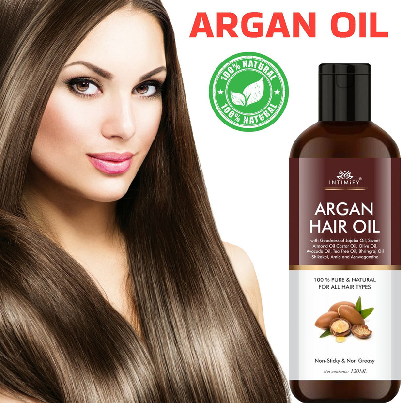 INTIMIFY Argan Oil for Hair Growth 100% Natural for All Types of Hair Control Hair Fall Hair Oil(120 ml)