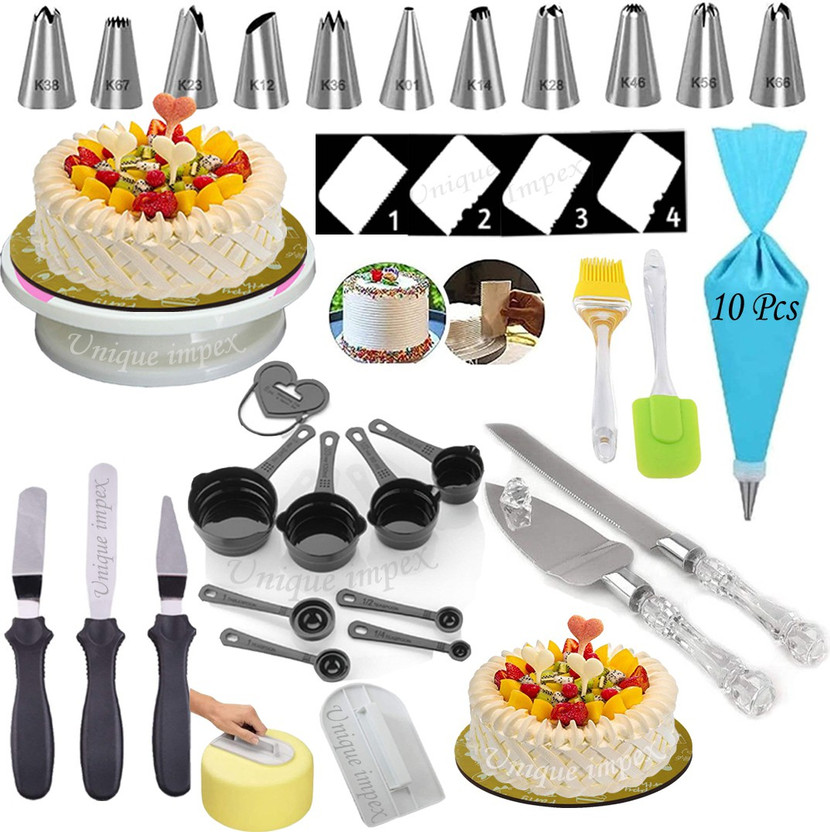 Unique Impex cake baking set + cake making materials + cake baking tools combo set Kitchen Tool Set(Multicolor, Baking Tools, Brush, Spatula)