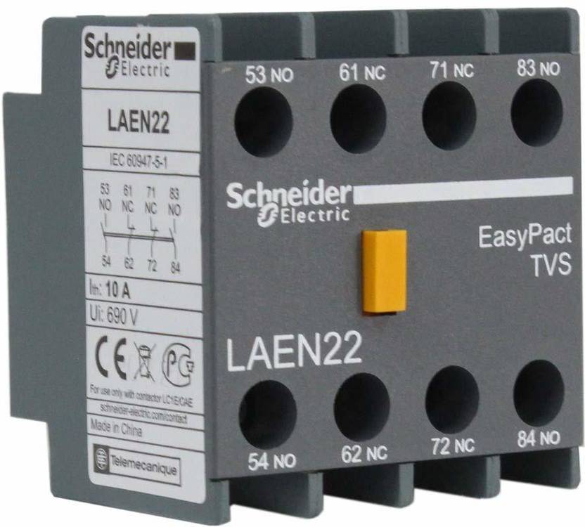Schneider Electric LAEN22 TVS AUXILIARY CONTACT BLOCK 2NO 2NC 4 Pole ...