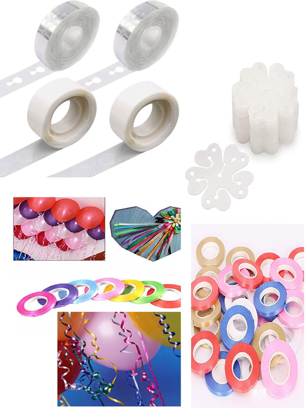 RJV RJV Global Solid Balloon Party Decorating 2 Arch Strip 2 Glue dots 10 Ribbon 8 Flower holder Clip Balloon Bouquet(Multicolor, Pack of 22) - Flipkart Deal