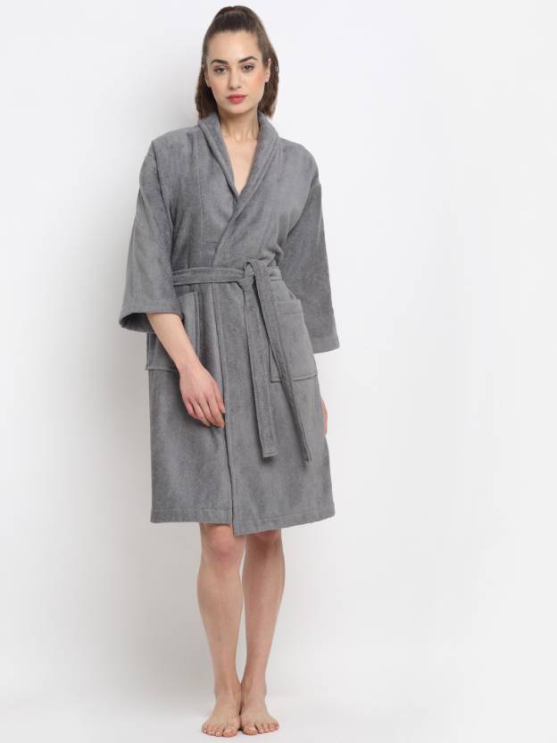 CREEVA Grey Medium Bath Robe - Buy CREEVA Grey Medium Bath Robe Online ...