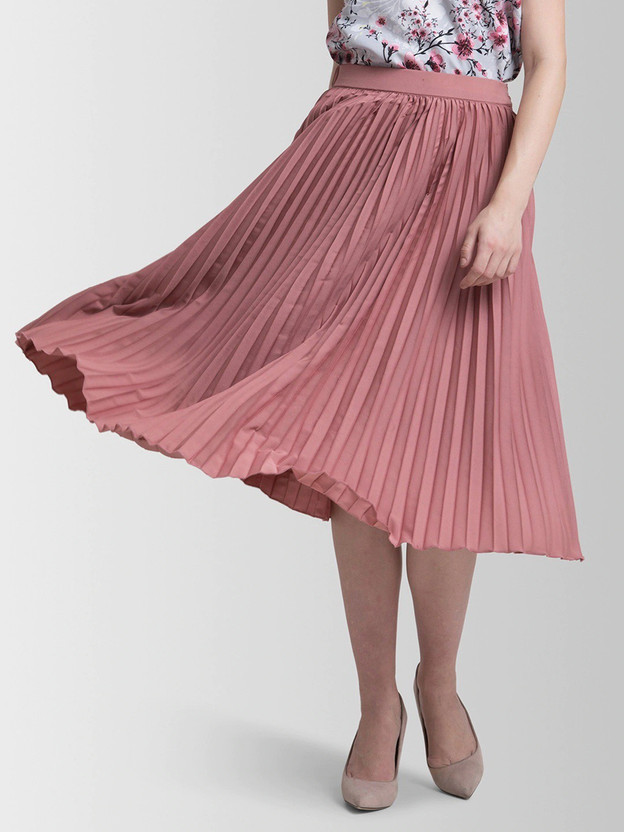 ZWERLON Solid Women Flared Pink Skirt