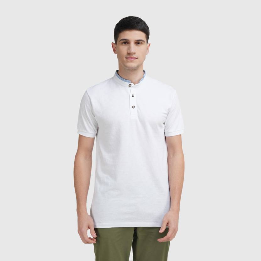 mandarin collar polo shirt