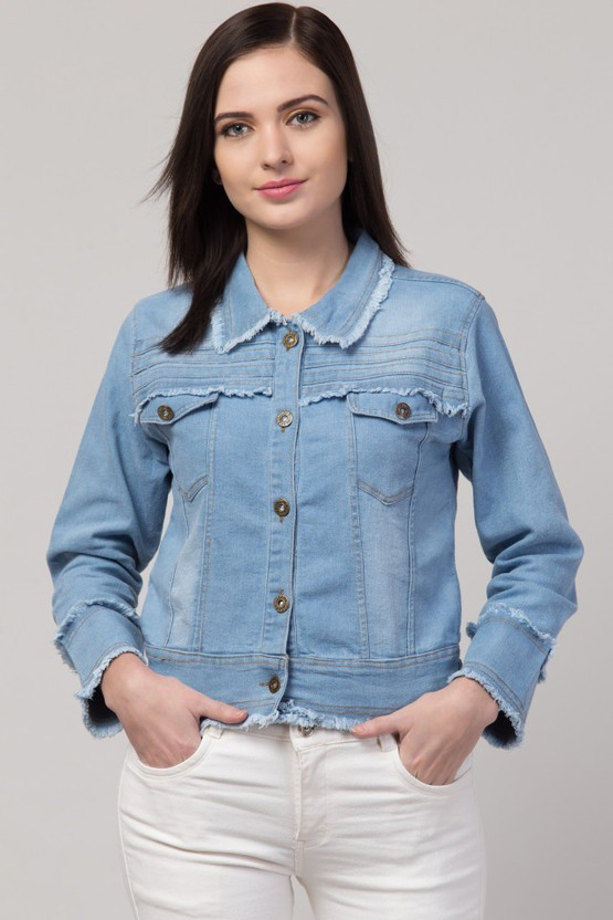 Full Sleeve Solid Women Denim Jacket 