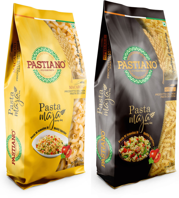 PASTIANO MAJA FUSILLI AND MACARONI PASTA- 500 GMS EACH- (PACK OF 2)- Macaroni, Fusilli Pasta(Pack of 2, 1 kg)