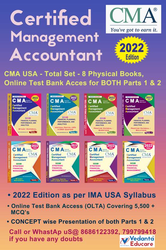 CMA (USA) Both Parts 1 & 2 Online Test Bank Access + 8 Physical Books