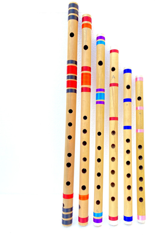 KHALSA MUSICAL PROFESSIONAL FLUTE SIX PCS SET G SHARP C SHARP G SCALE A SCALE C SCALE B SCALE Bamboo Flute(40 cm)