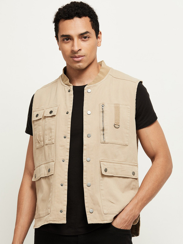 MAX Sleeveless Solid Men Jacket - Buy 
