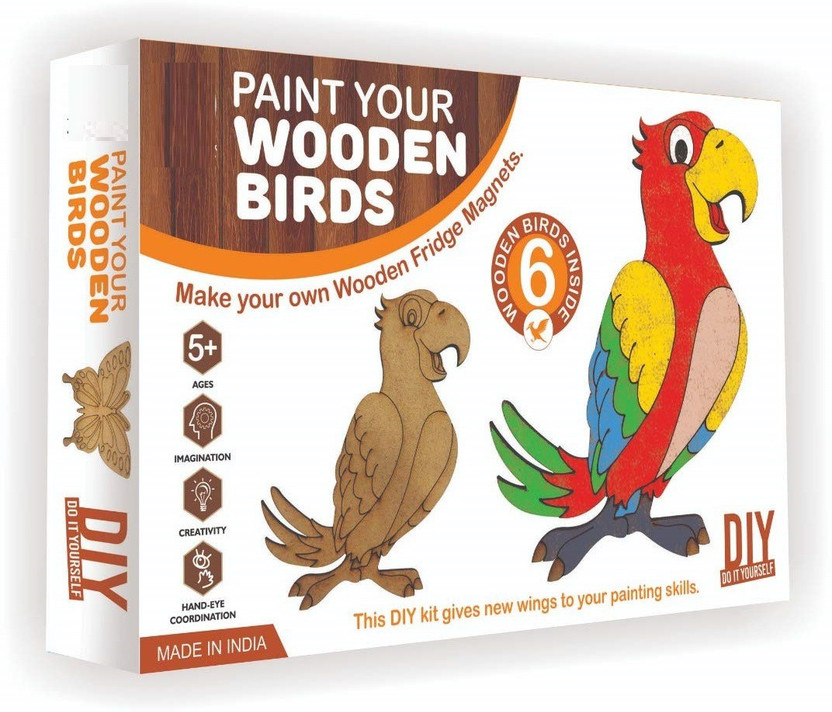 PEZYOX PEZYOX Paint Your Wooden Fridge Magnets for Kids/Adults (Paint Wooden Birds) - Flipkart Deal