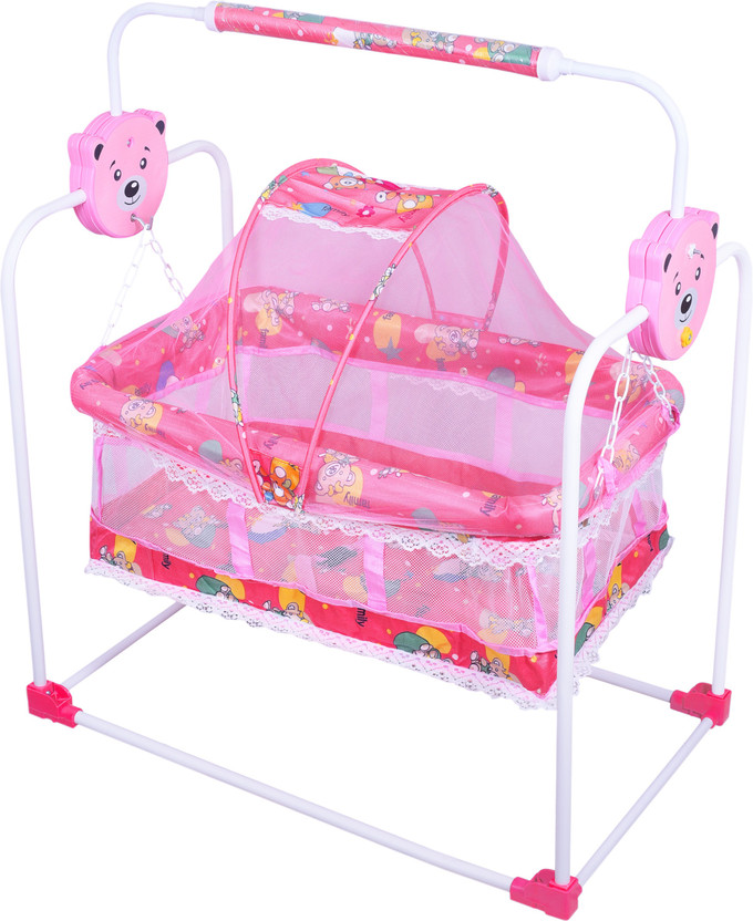 AMAKART Baby Swing Cradle Jhula with Mosquito Net for New Born Baby(Pink)