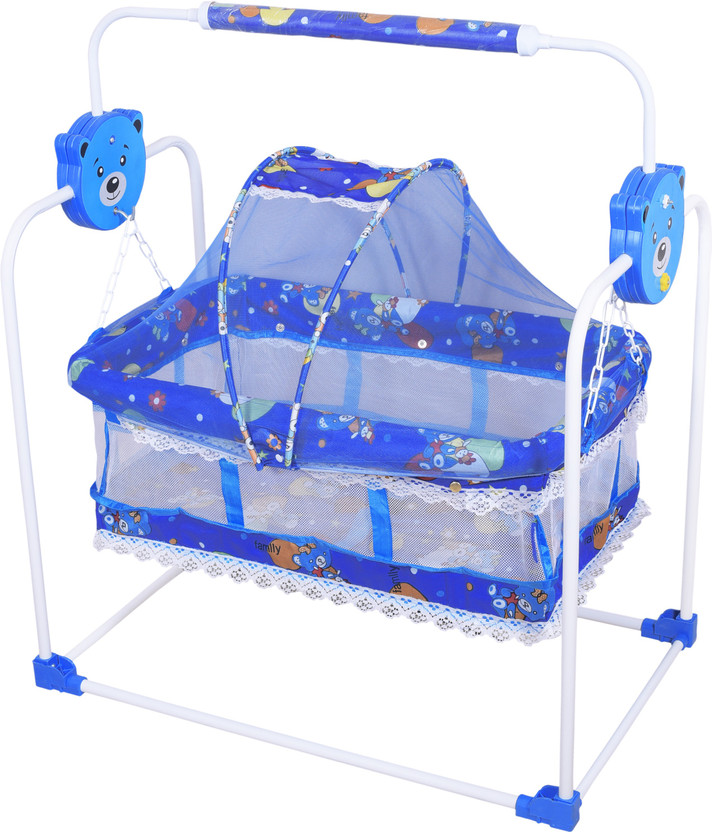 AMAKART Swing Cradle Jhula with Mosquito Net for New Born(Blue)