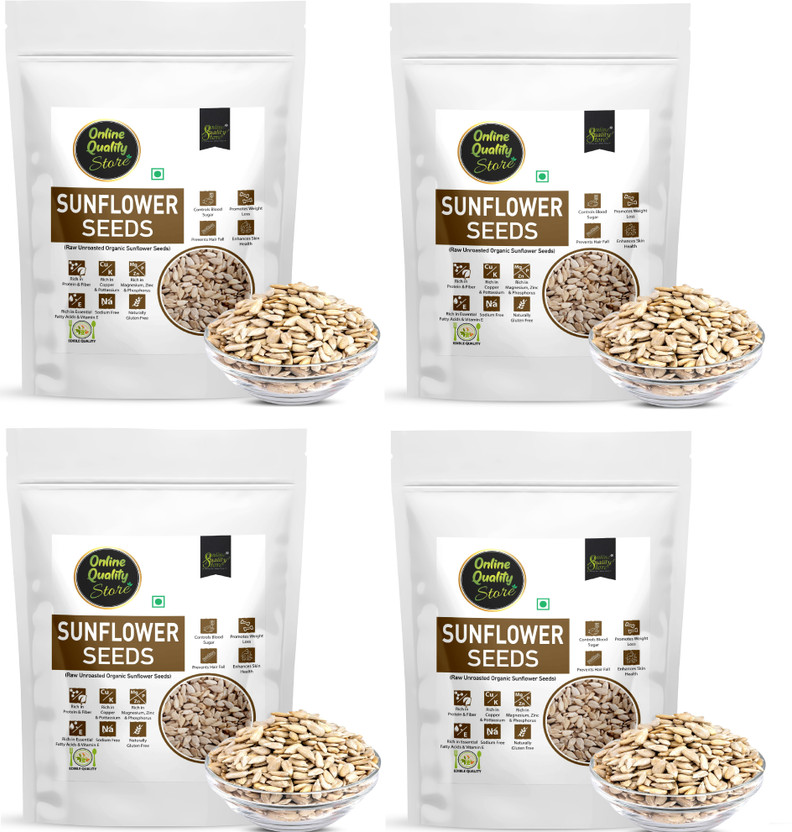 Online Quality Store Organic Sunflower Seeds-400g(100g x 4 Pack)|Protein & Fiber Rich Sunflower Seeds Sunflower Seeds(4 x 100 g)