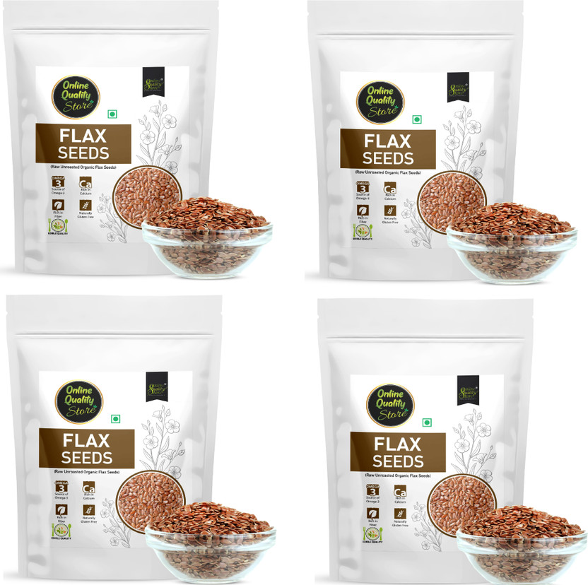 Online Quality Store Organic Flax Seeds -400g(100g x 4 Pack)|Flax Seeds for Hair Growth|Alsi Brown Flax Seeds(4 x 100 g)