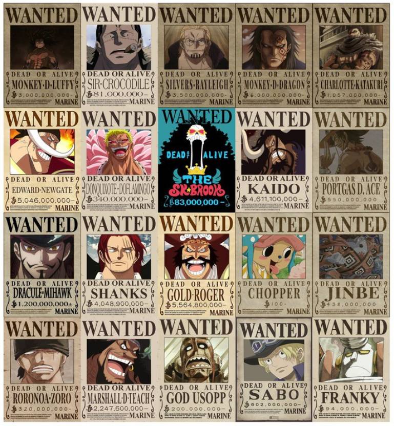 one piece bounty posters A4 size 300 GSM Thick poster wanter poster of ...