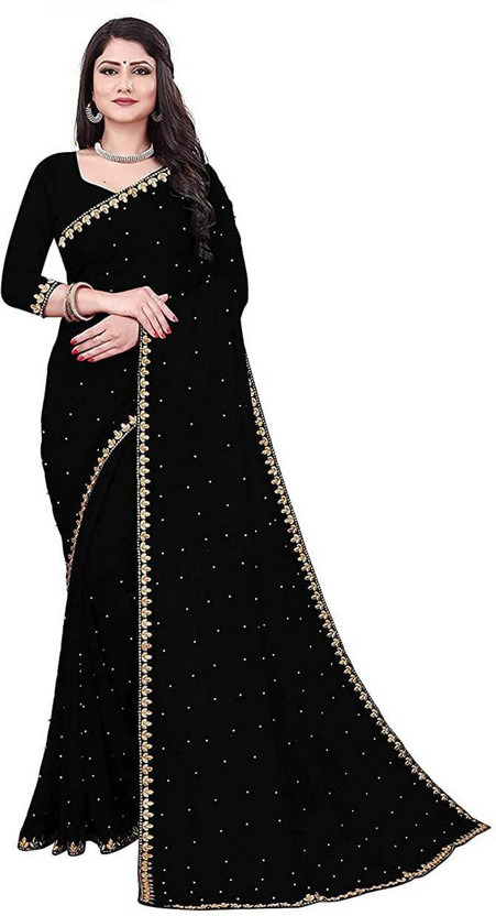 JellyFashion Self Design Bollywood Art Silk Saree(Black)